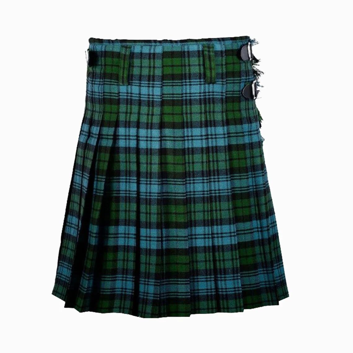 Campbell, kilt scozzese da uomo, 8 m, in lana acrilica, tradizionale kilt plissettato con cinghie in pelle e fibbie cromate, vita personalizzata, lunghezza 61 cm