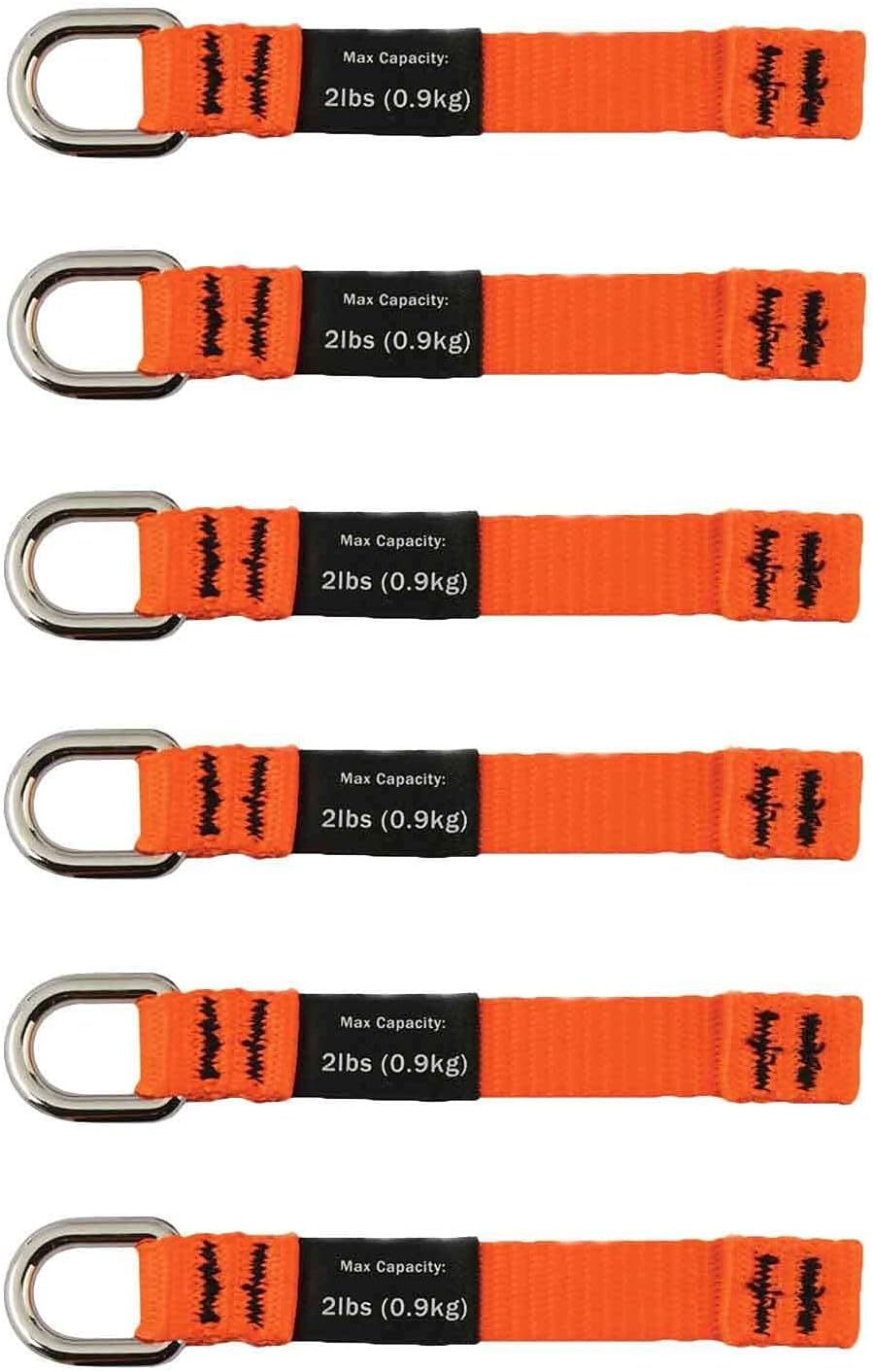 Ergodyne Squids 3700 Web Tool Tail Attachments, 6-Pack, 2 Pounds, Medium Length|4.5,Orange