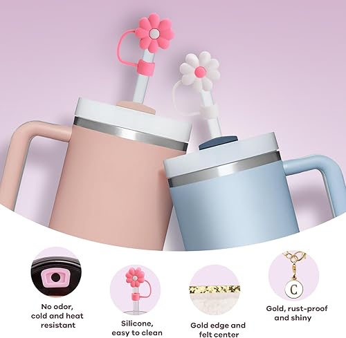 Miniatura 7 de Mity rain Juego de 10 accesorios para vasos Stanley de 30 oz y 40 onzas, tapa para popote para copa Stanley, tapón redondo y cuadrado a prueba de
