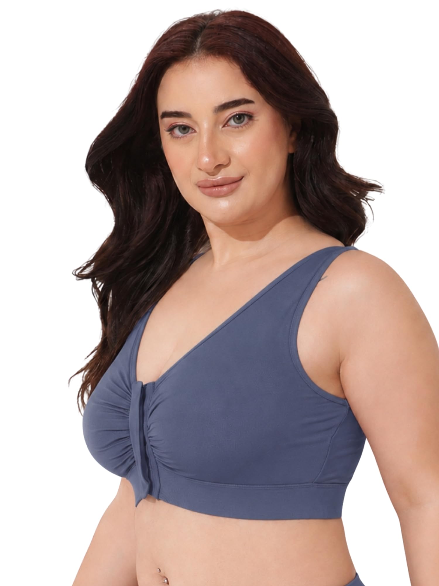 Front Open Nursing Bra with Inner G-Hook Support & Invisible Buttons-image-37