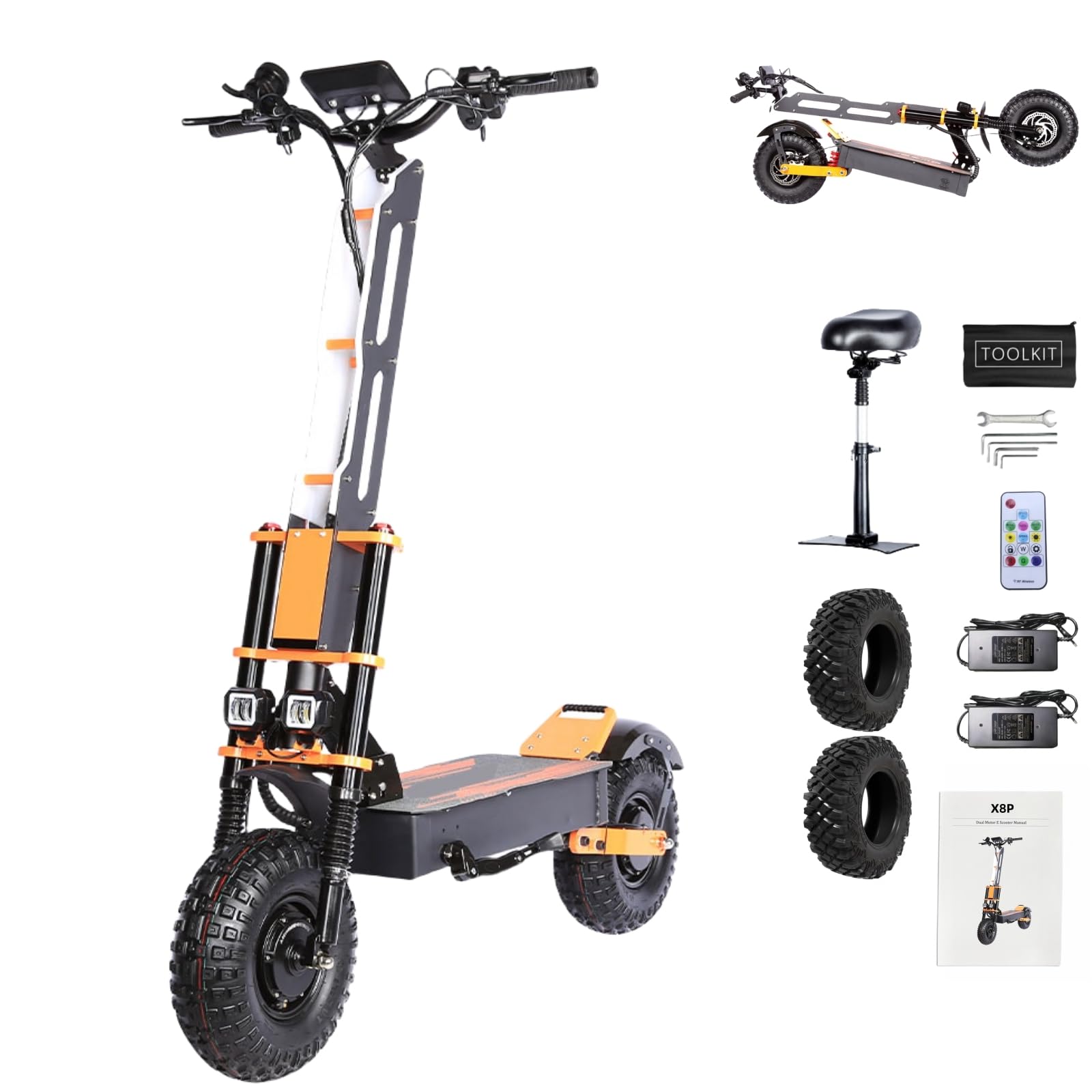 Electric Scooter Powerful 8000W Double Motor 55MPH Top Speed 120KM Max Range 60V 38Ah Large Capacity Battery 14