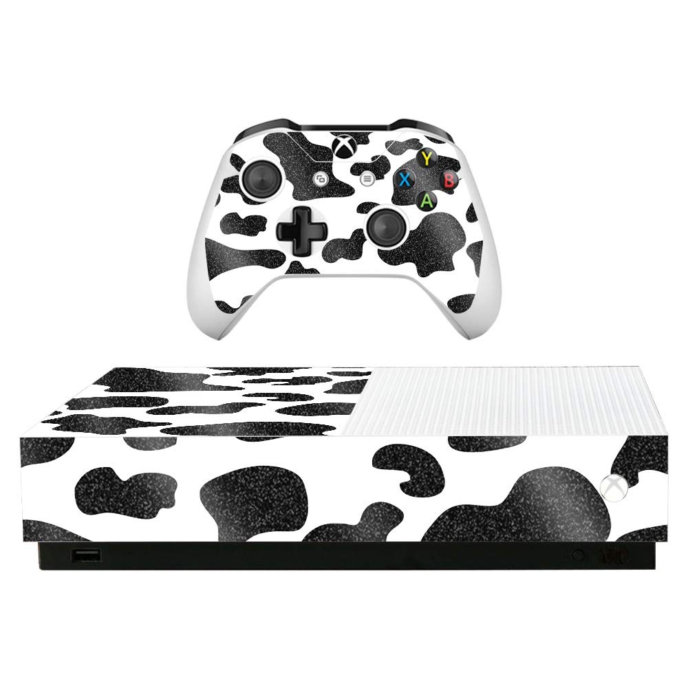 MightySkins Glossy Glitter Skin for Microsoft Xbox One S All-Digital Edition - Cow Print | Protective, Durable High-Gloss Glitter Finish | Easy to
