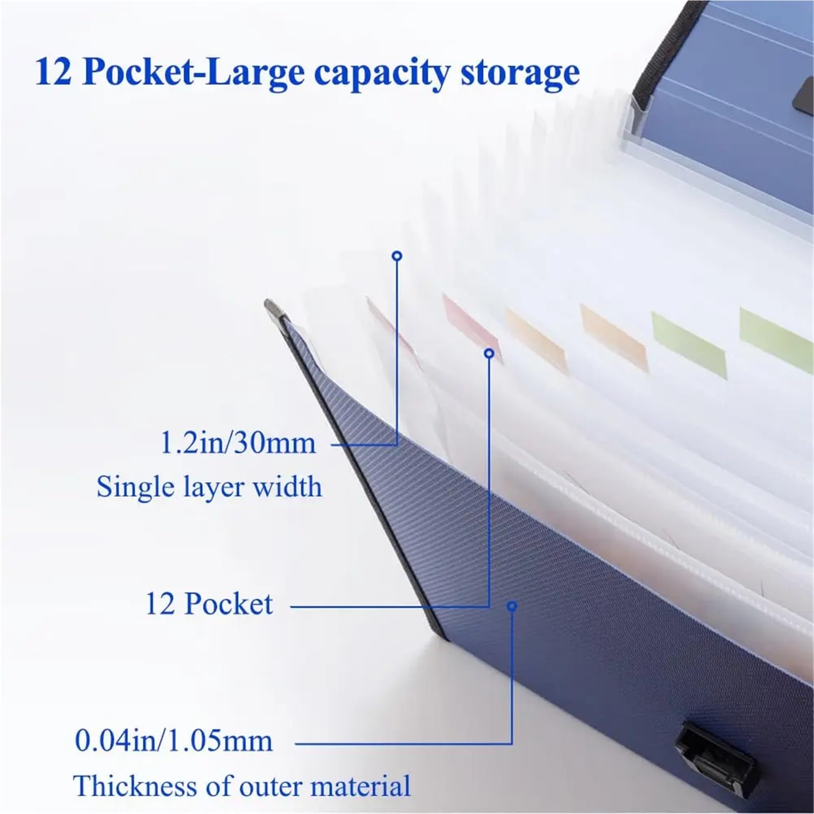 Cartella di file espandibile da 2 pezzi 12 tasche Organizzatore a fisarmonica con etichette, organizzatore portatile ricevute documenti for formato lettera A4