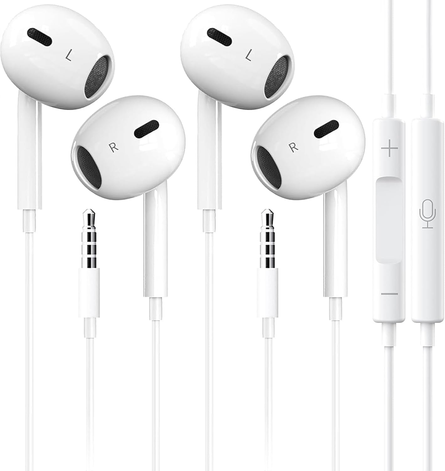 2 Packs Wired Earbuds Headphones for iPhone 3.5mm Earphones with Microphone & Built-in Remote Ultra Clear Calls & no Noise Support for iPhone,iPad,iPod,Laptop,PC,Android Most 3.5mm Audio Devices