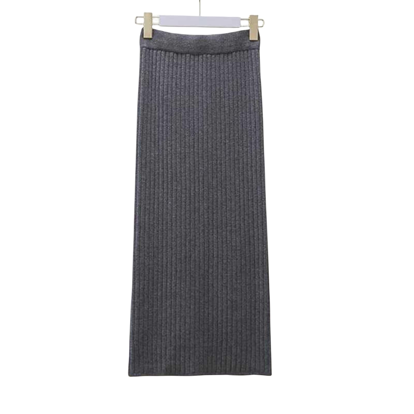 TEidea Spódnice damskie, retro, wysoka talia, gruba dzianinowa spódnica midi z elastycznym ściągaczem i eleganckimi plisami w czterech długościach