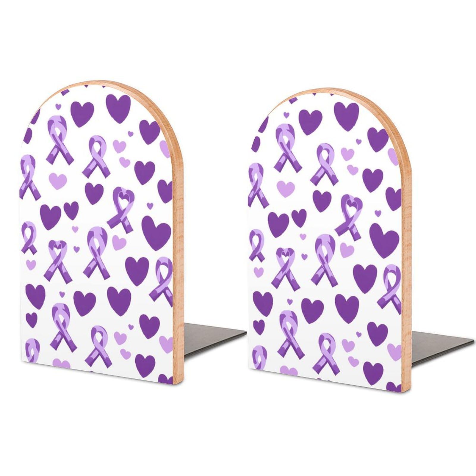 Alzheimer Cancer Awareness Ribbons Book Ends for Shelves Bookends Bookshelf Holder Stand Books Stopper Home Office Decor