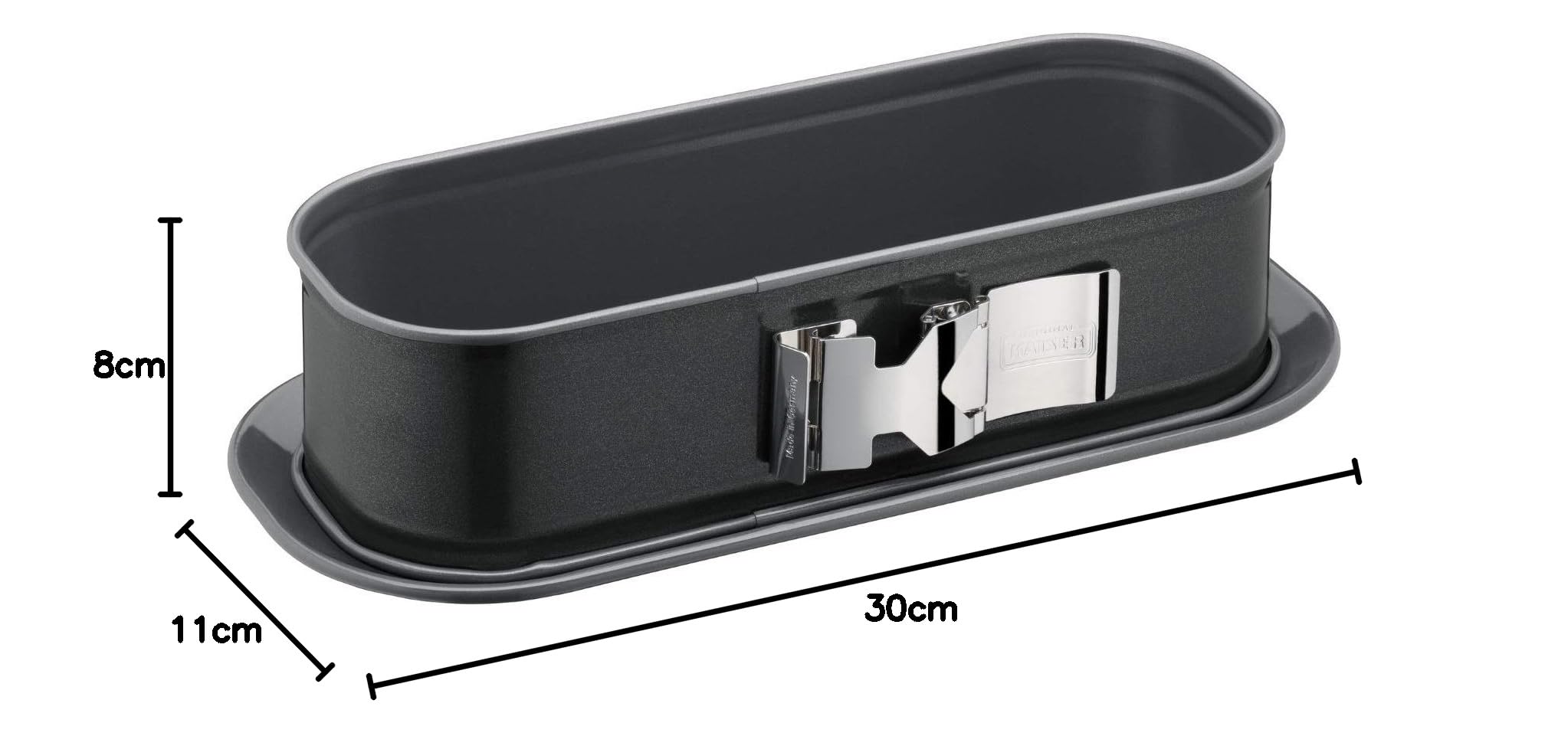 Original Kaiser La Forme Plus Königskuchen Springform eckig 30 x 11 cm, Backform rechteckig antihaftbeschichtet, mit Emailleboden, schnittfest, Kuchenform eckig
