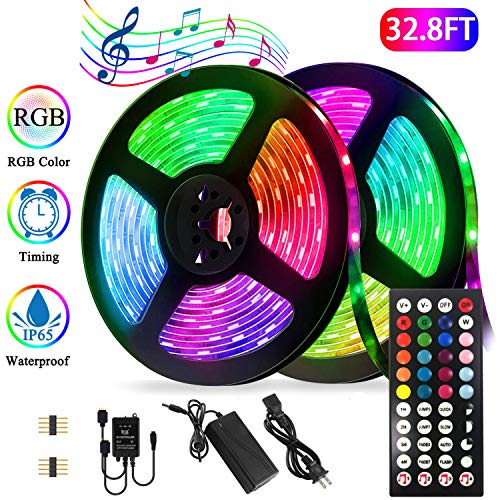 Led Strip Lights Kit,32.8ft Waterproof Flexible Tape Light,Color Changing 5050 RGB 300 LEDs Light