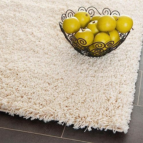 Image of Solid Fluffy Rugs and Carpet for Hall and Drawing Room 5x7 Feet Ivory Color