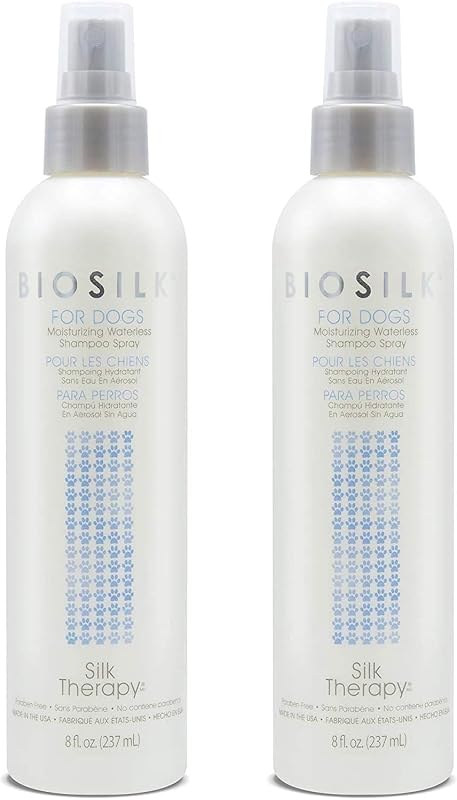 BioSilk para Cães Shampoo a Seco em Spray Silk Therapy Sem Enxágue 240 mL Pacote com 2