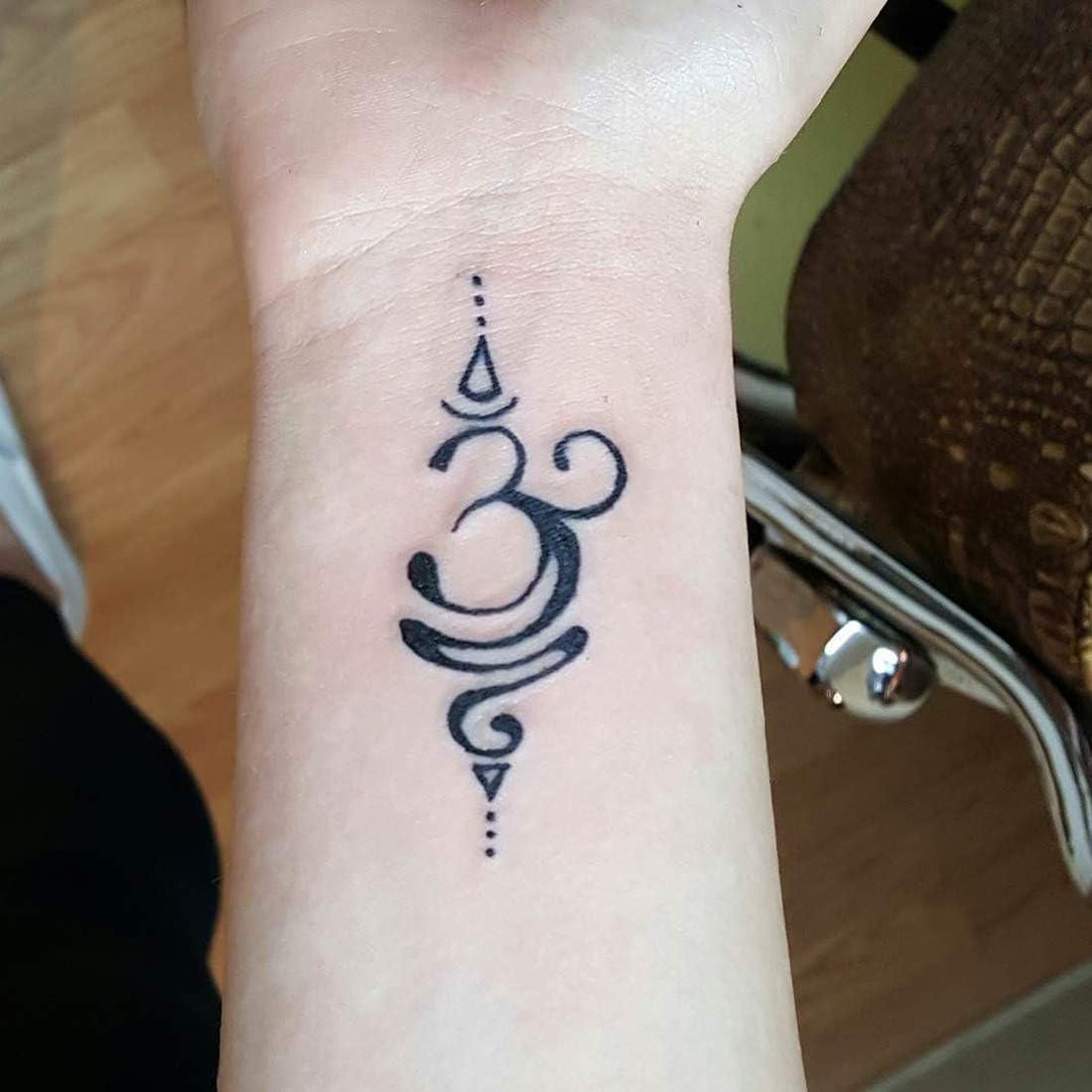 Temporary Tattoowala Om Temporary Black Tattoo Stickers For Girls, Men, Women Fake Tattoo Waterproof body Art 2