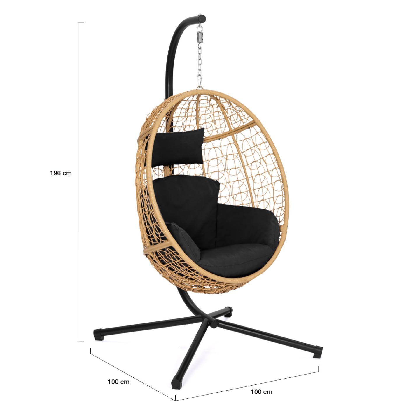 IDMarket - Fauteuil Oeuf Suspendu ajouré Effet rotin avec Coussin Noir