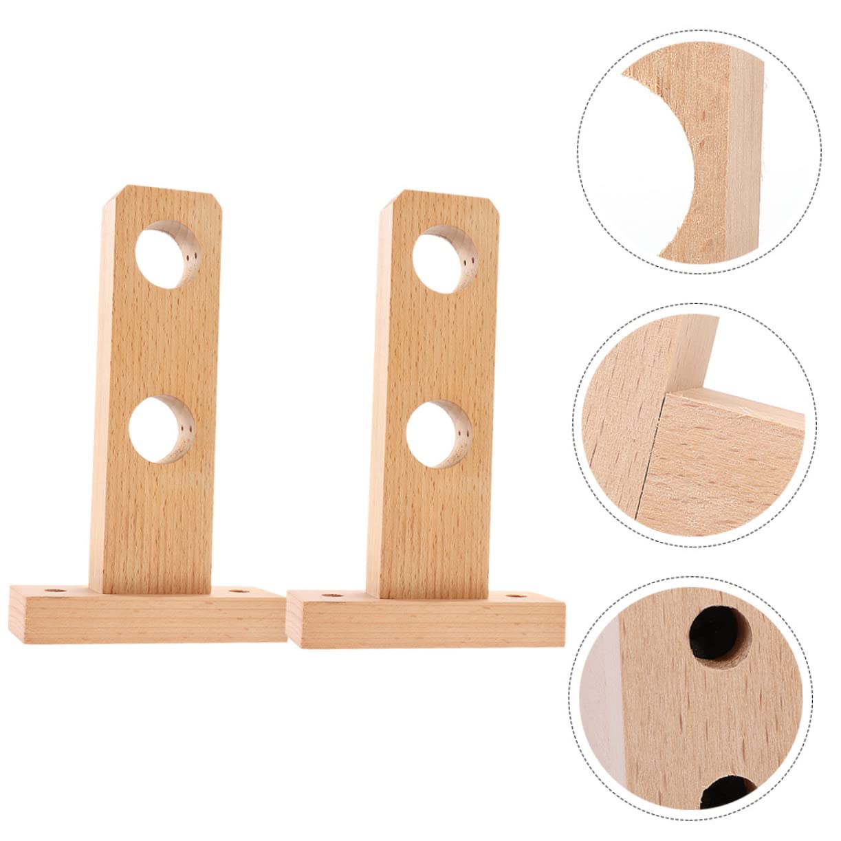Hemobllo Supporto per Bastone Tenda in Legno 2 Pezzi Staffa da Muro | Struttura Semplice, Stabilità Robusta, Finitura Naturale per Montaggio Domestico