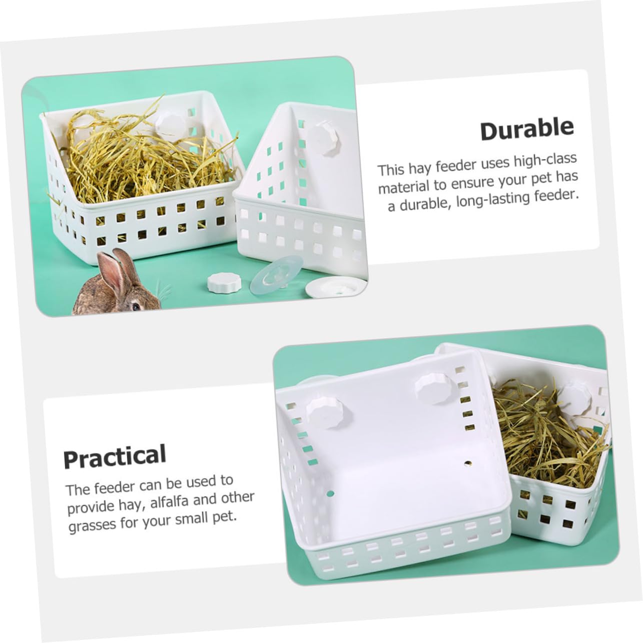 Râtelier à Foin pour Lapin, Lot de 2, Plastique Blanc
