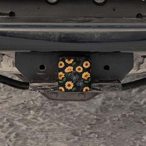 Miniatura 5 de Swono Girasoles cuadrados de enganche para receptor, diseño vintage, flores amarillas, girasoles de alta resistencia, cubierta de tubo de enganche