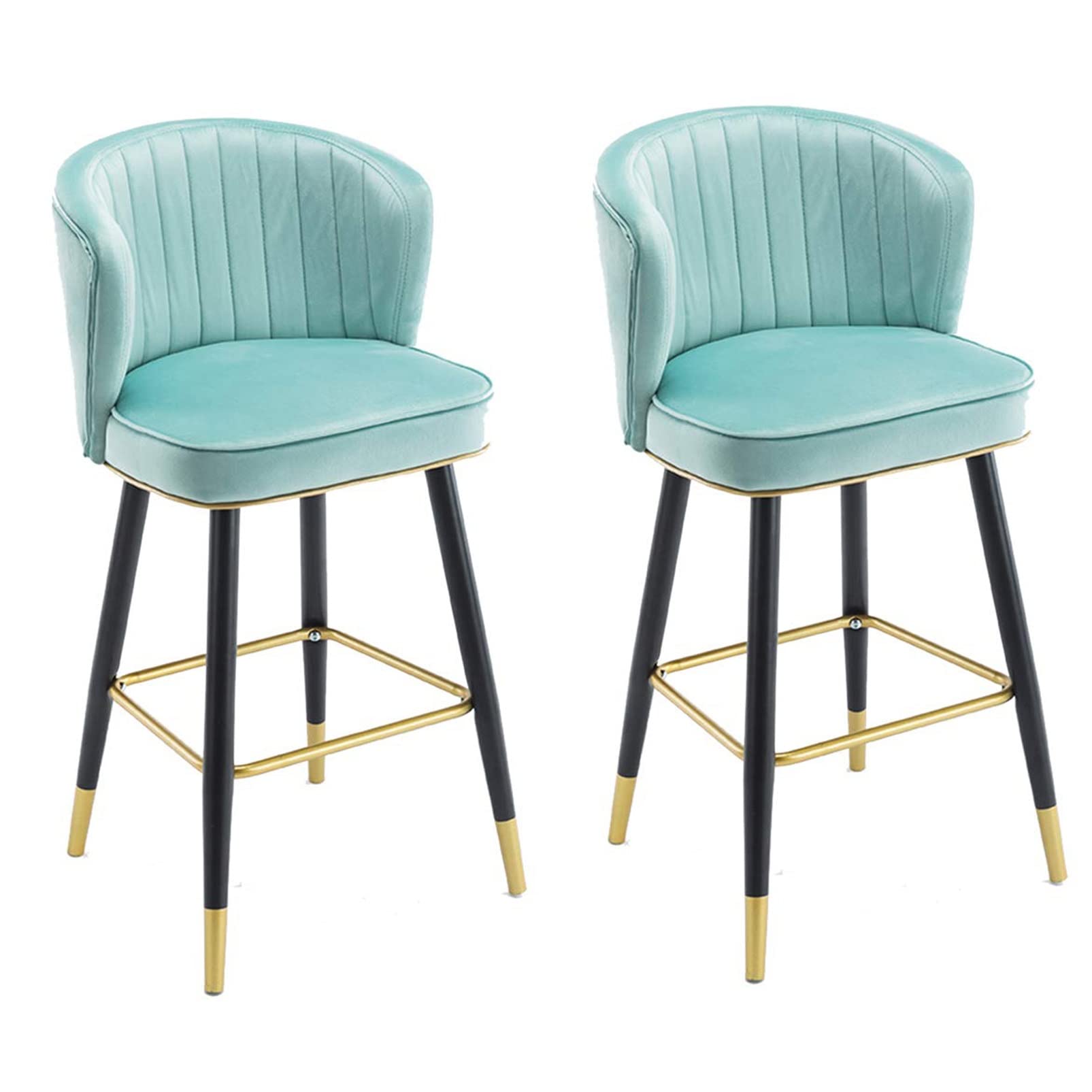 AYCDL Bar Stools Set of 2 Modern Velvet Barstools with Back and Footrest, Upholstered Counter Height Bar Stool for Kitchen Counter Island,Blue 1-65cm