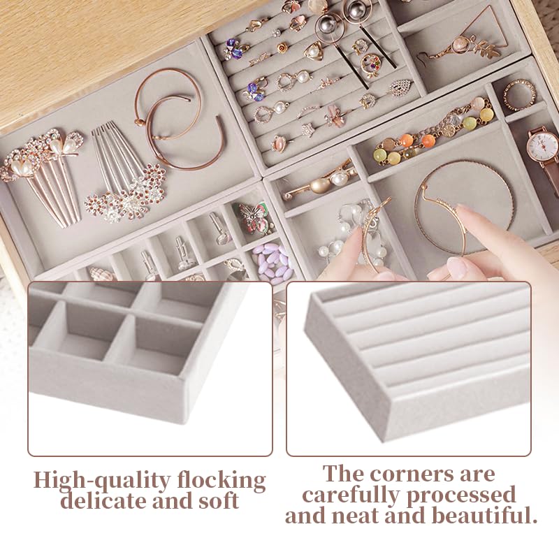 Organizer Gioielli In Velluto Domkan - Set 4 Vassoi Impilabili Per Cassetto - Foto 11