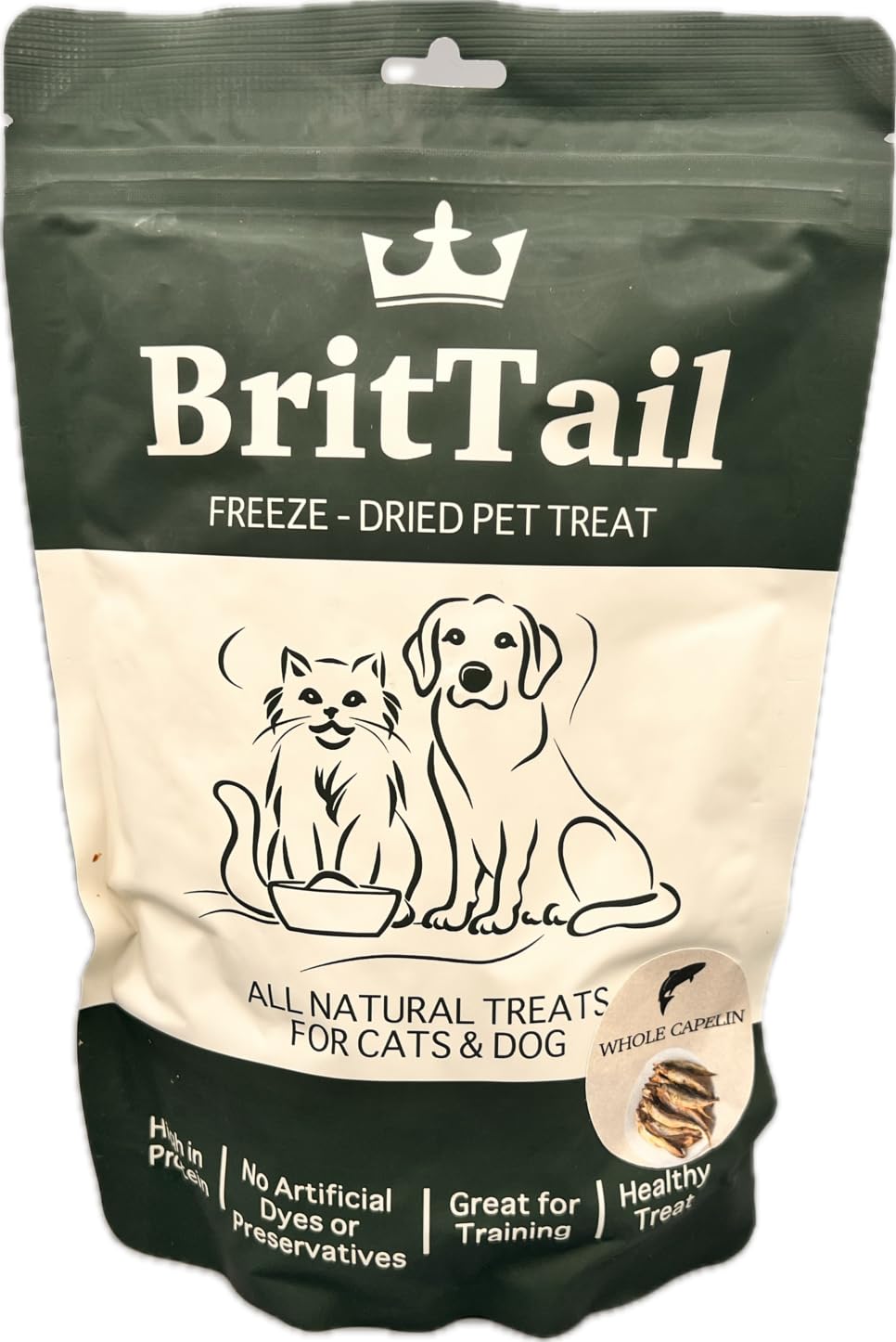 BritTail Freeze-Dried Whole Capelin Pet Treat (40g(Pack of 2))