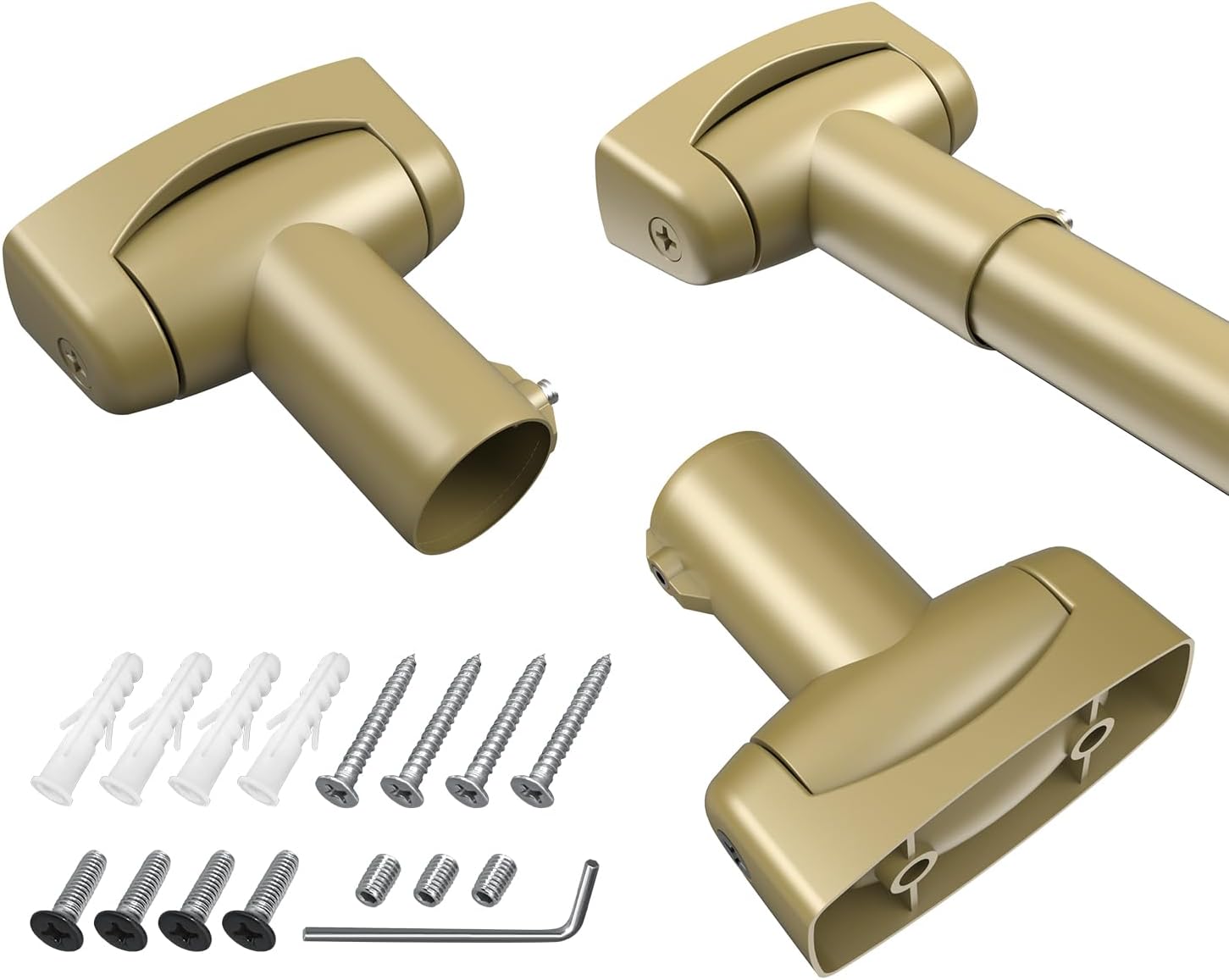 Shower Curtain Rod Bracket 2 Pcs Ajustable 180° Rotation Shower Curtain Rod Holder for Bathroom Sturdy Zinc Alloy Wall Mounted Shower Curtain Brackets