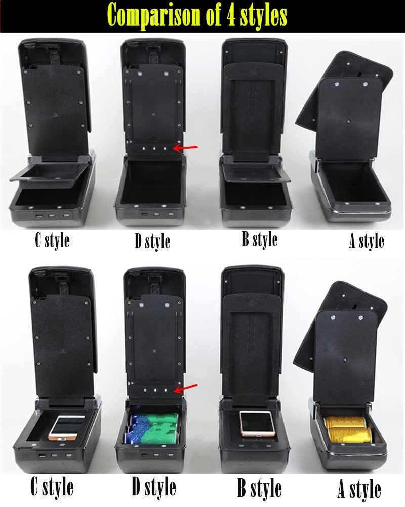 Accoudoir Boîte Voiture Accoudoir Boîte De Rangement Porte-gobelet Modification Accessoires Avec Lumière USB Pour Citroën C2 C3