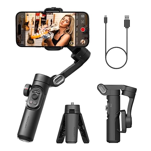 AOCHUAN Phone Gimbal Stabilizer 3-Axis Smartphone Foldable Handheld Gimbal for iPhone with Focus Wheel TikTok YouTube Vlog Stabilizer for iPhone16 15 14 13 12 Pro Max Android-Smart XE - Smart XE