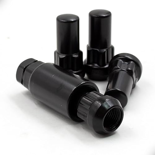 Wheel Accessories Parts XL Juego de cerraduras de rueda de bloqueo M14 x 15 roscas de bellota acabado negro juego de 4  llave