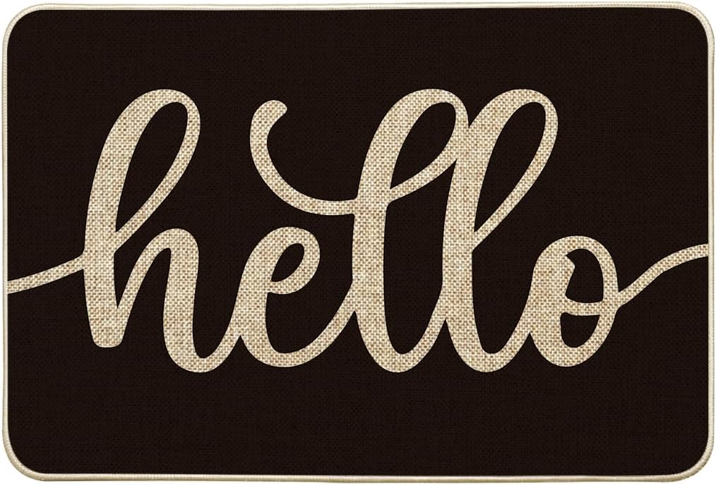 Artoid Mode Balck Hello Halloween Doormat, Home Decor Low-Profile Switch Rug Door Mat Floor Mat for Indoor Outdoor 24x35 Inch