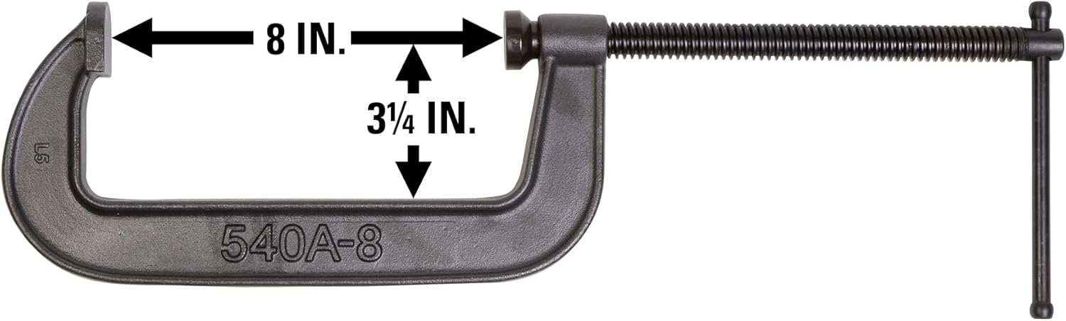 Wilton C-Clamp, 8" Opening, 3-1/4" Throat, 2750 Lbs. Clamping Force (Model 540A-8)