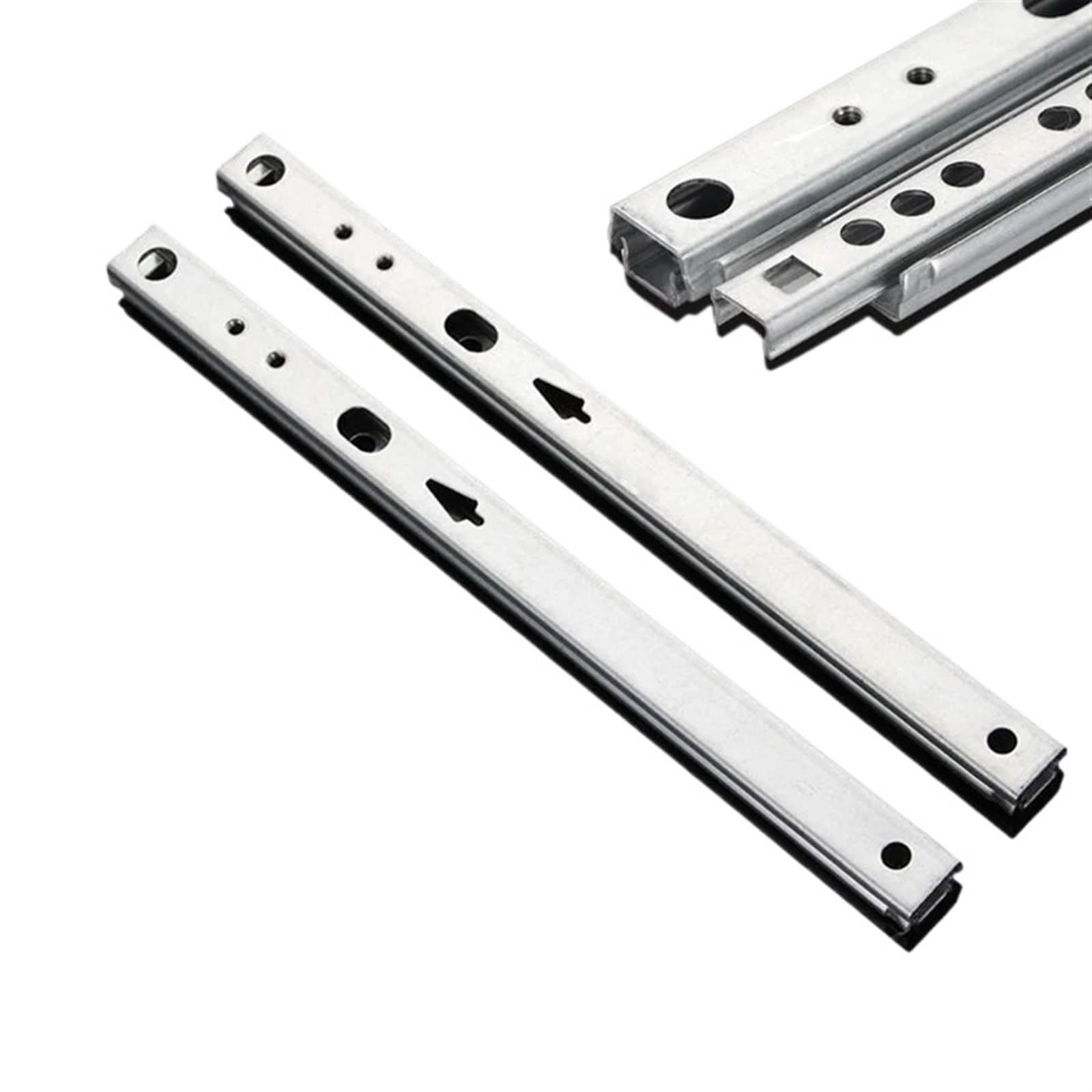 Hudfvioi 374Mm Drawer Runners 1Pair Micro Drawer Slide Ball Guide Two Sections 17Mm Wide Steel Fold Rail Furniture Hardware Fittings For Drawer(374Mm)
