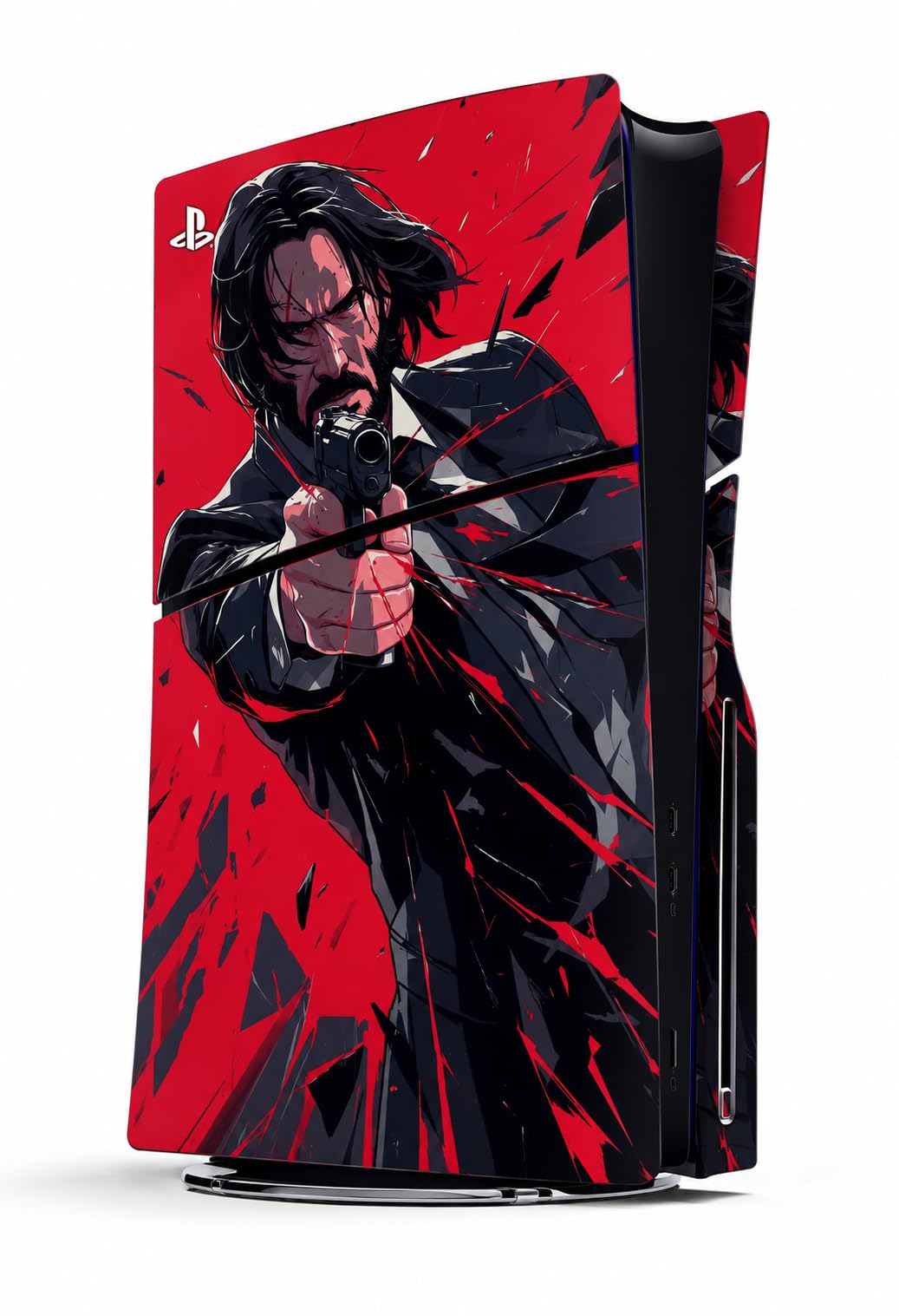 PS5 Slim Disc John Wick Edition Skin Sticker – Premium Vinyl Wrap Decal for 5 Slim Disc Console | Scratch Resistant Protective Cover for Gamers-image-20