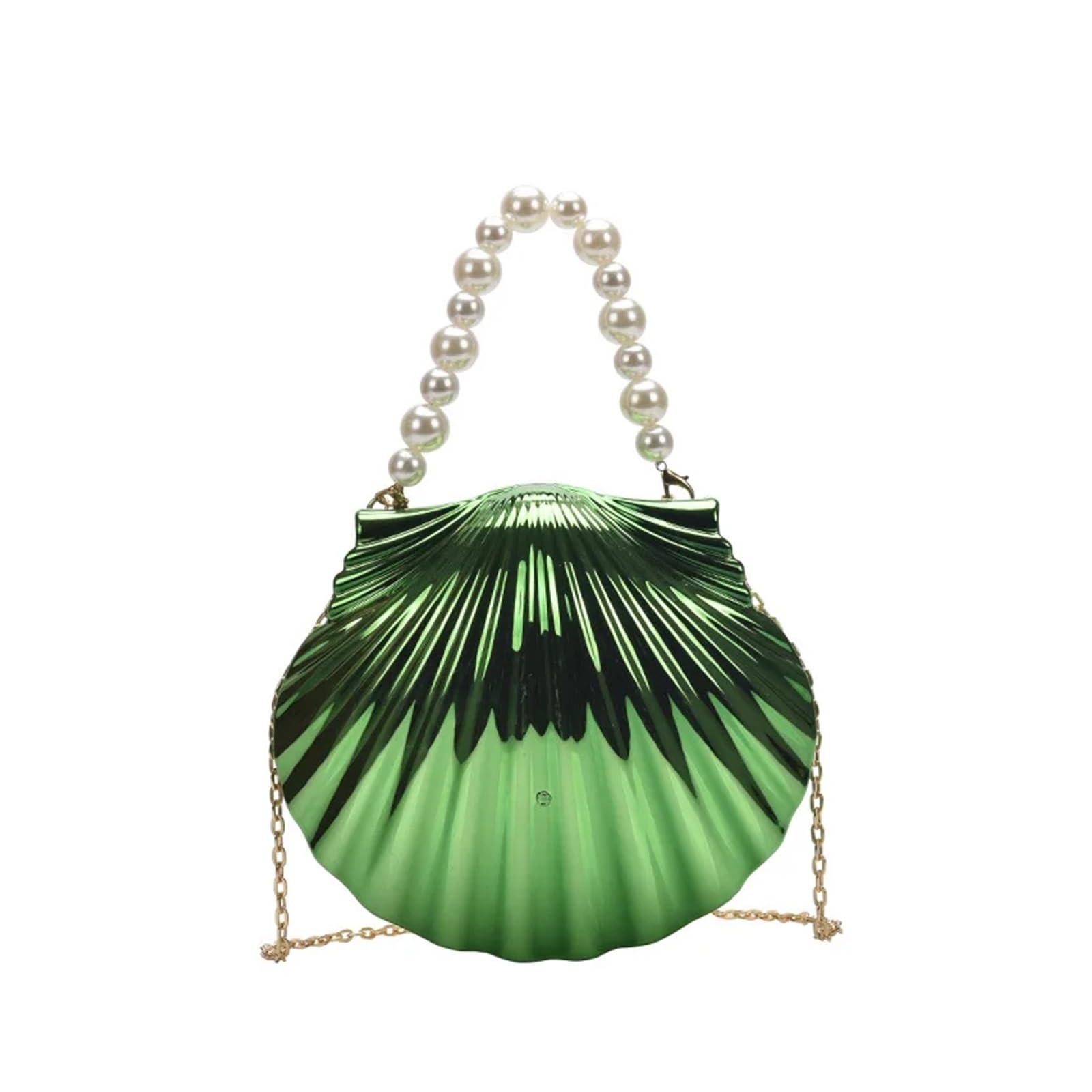 Muscheltasche, Neue Umhängetasche for Damen, Kleine Schultertaschen, Süße Geldbörsen, Goldene Abendtasche(Shape 2 White)