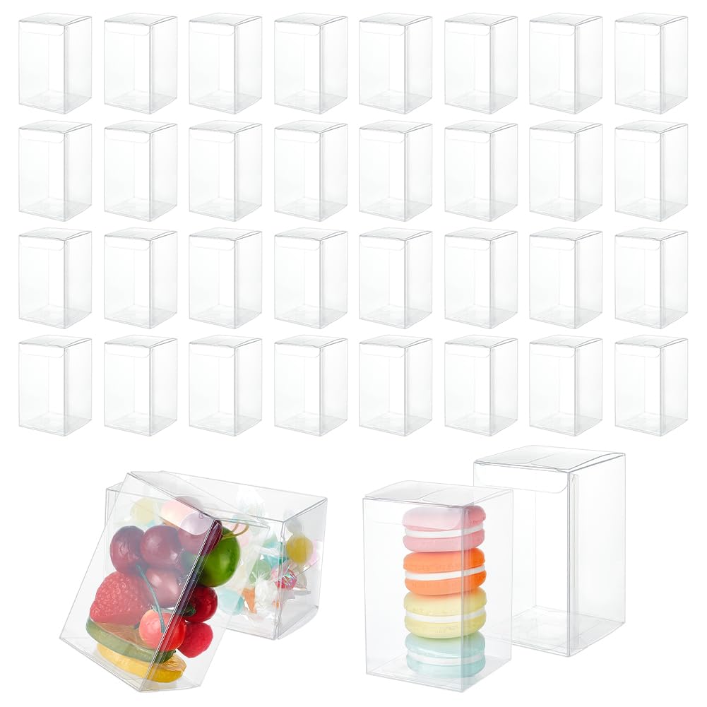 BENECREAT 72pcs 6x6x10cm Clear Party Favor Box Gift Wrapping Box with Film Covered for Wedding Party Decor, Choclates, Candy Cookies Favors, Valentine's Day Gift Packaging