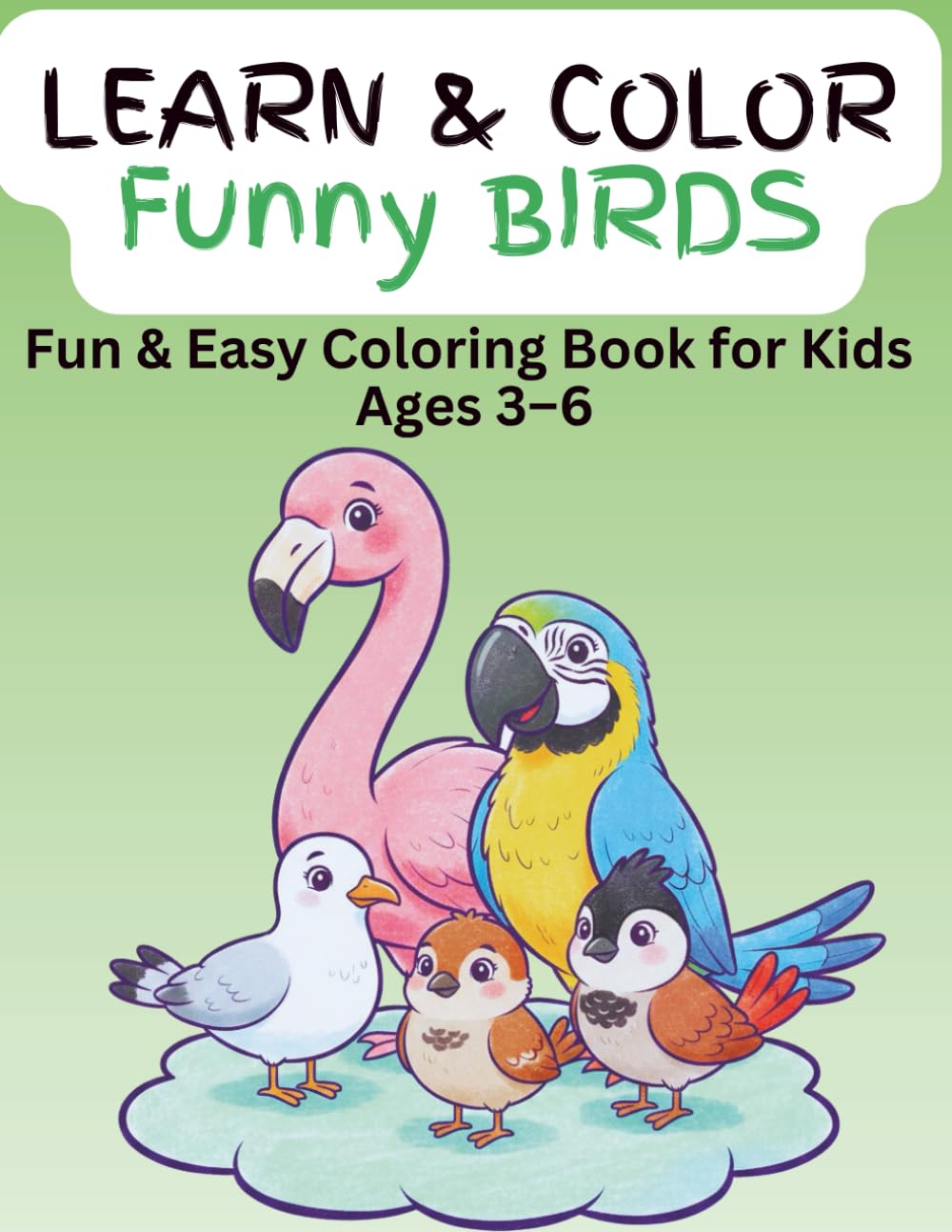 Learn and Color: Funny Birds Coloring Book for Kids: Cute and Silly Bird Coloring Pages for Boys and Girls Ages 3-6 (Learn & Color)