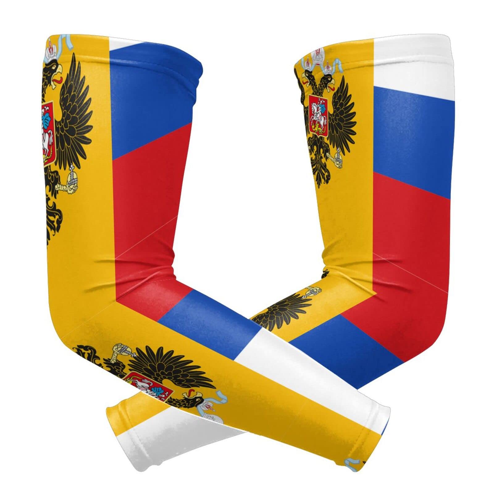 ZGXJJPP New Russian Flag Arm Sleeves for Men or Women Compression Cooling Ice Silk UV Sun Protection Arm Sleeves Sports Protection Tattoo Cover Sleeves