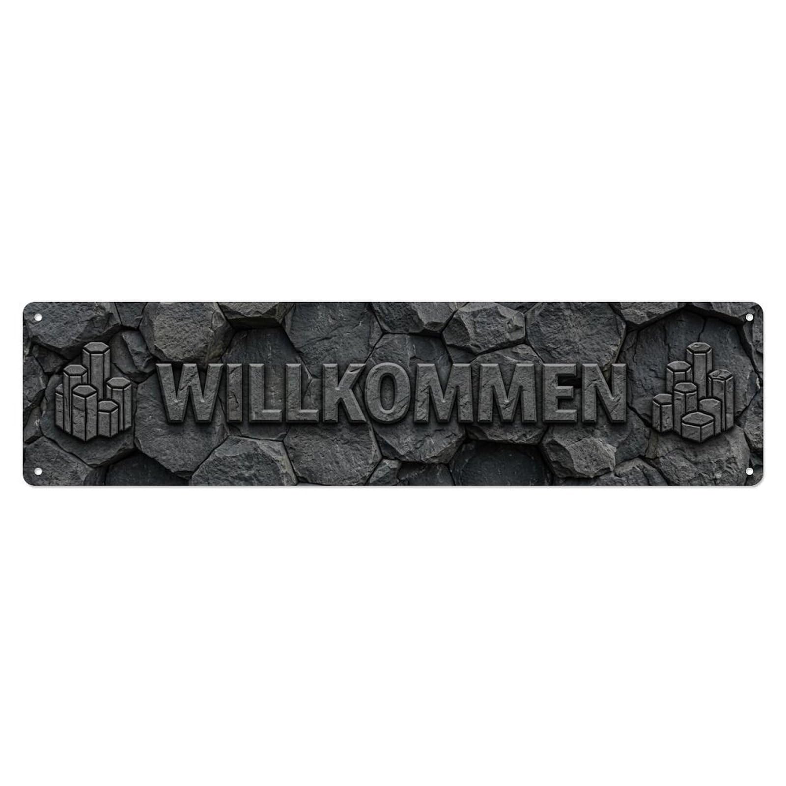 Basalt Stone Volcanic Rock Welcome Metal Tin Sign