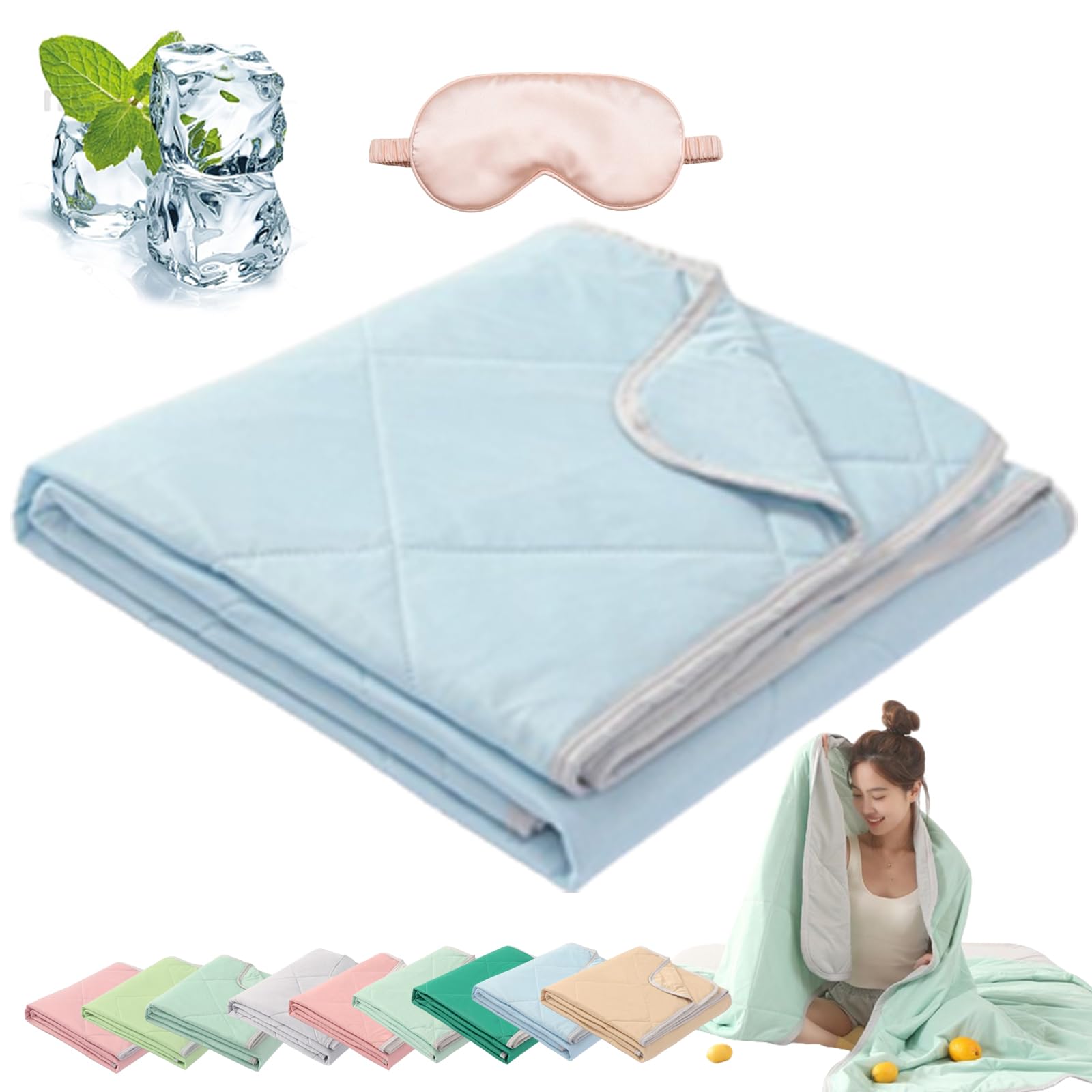 Schlafhimmel Cooling Sleep 3-Lagen Kühldecke, kühlende Decken, Kühlende Bettdecke, Cooling Sleep Decke Schlafhimmel, Anti-Schweiß atmungsaktive Komfortdecken und Sofadecken (Blauer See, 150 * 200 cm)