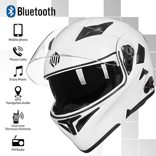 Miniatura 2 de ILM Casco de motocicleta con Bluetooth, modular, abatible, de cara completa, doble visera, MP3, intercomunicador, radio FM, DOT, modelo 902BT