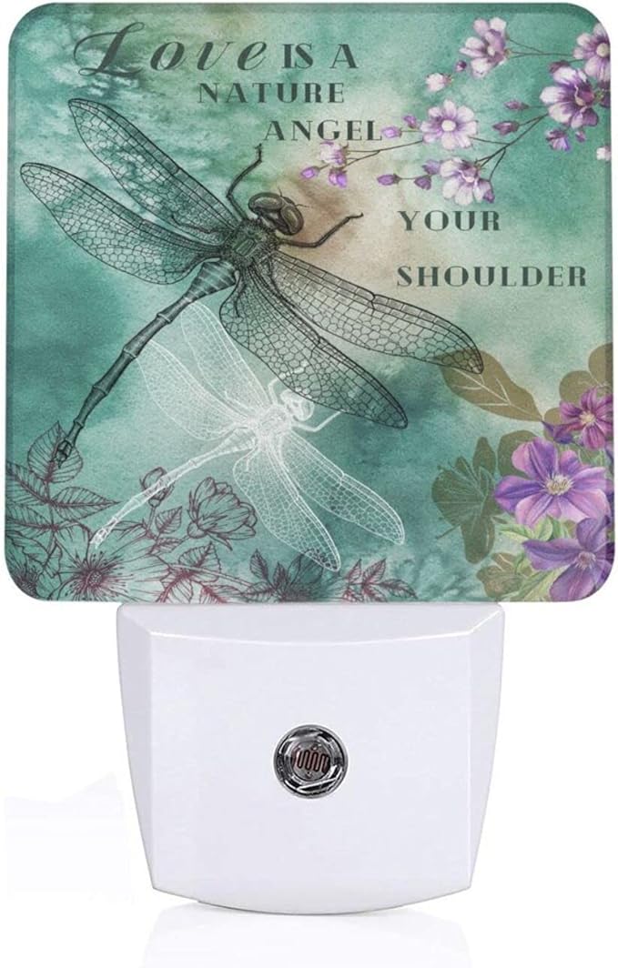 Majoug Dragonfly Night Light Plug-in Led Nightlights Auto Dusk-to-Dawn Sensor Lamp for Bedroom Bathroom Kitchen Hallway Room Decorative for Kids Toddler