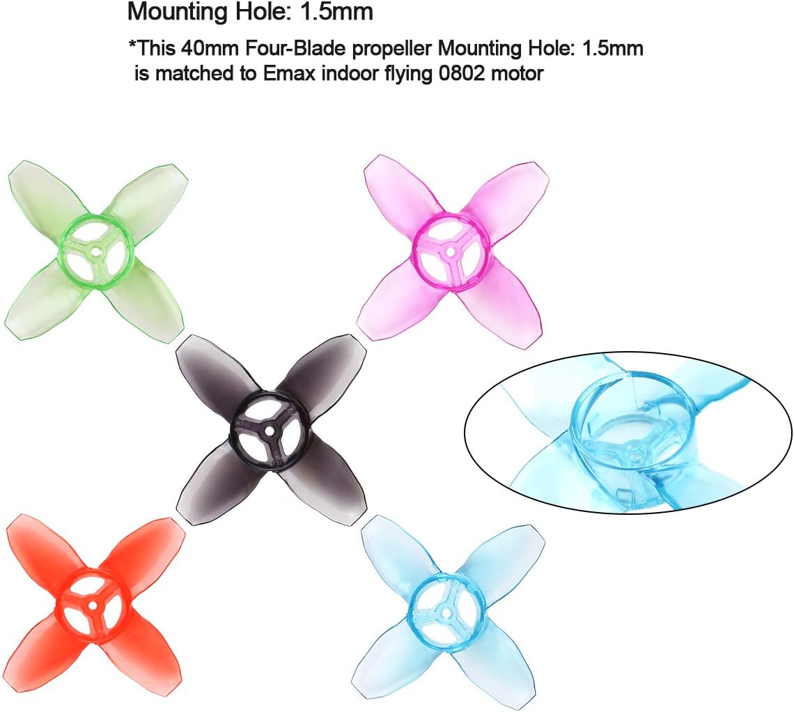 20pcs EMAX Avan Tinyhawk TH Turtlemode Propeller 40mm Four-Blade Props 4 Blade Propellers for 08025 motor Indoor FPV Racing Drone Like Emax TinyhawkS