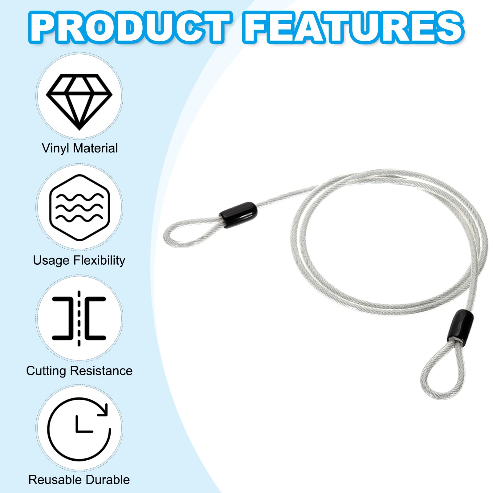 PATIKIL 5/32" Dia Vinyl Coated Stainless Steel Cable with Loops - Image 3
