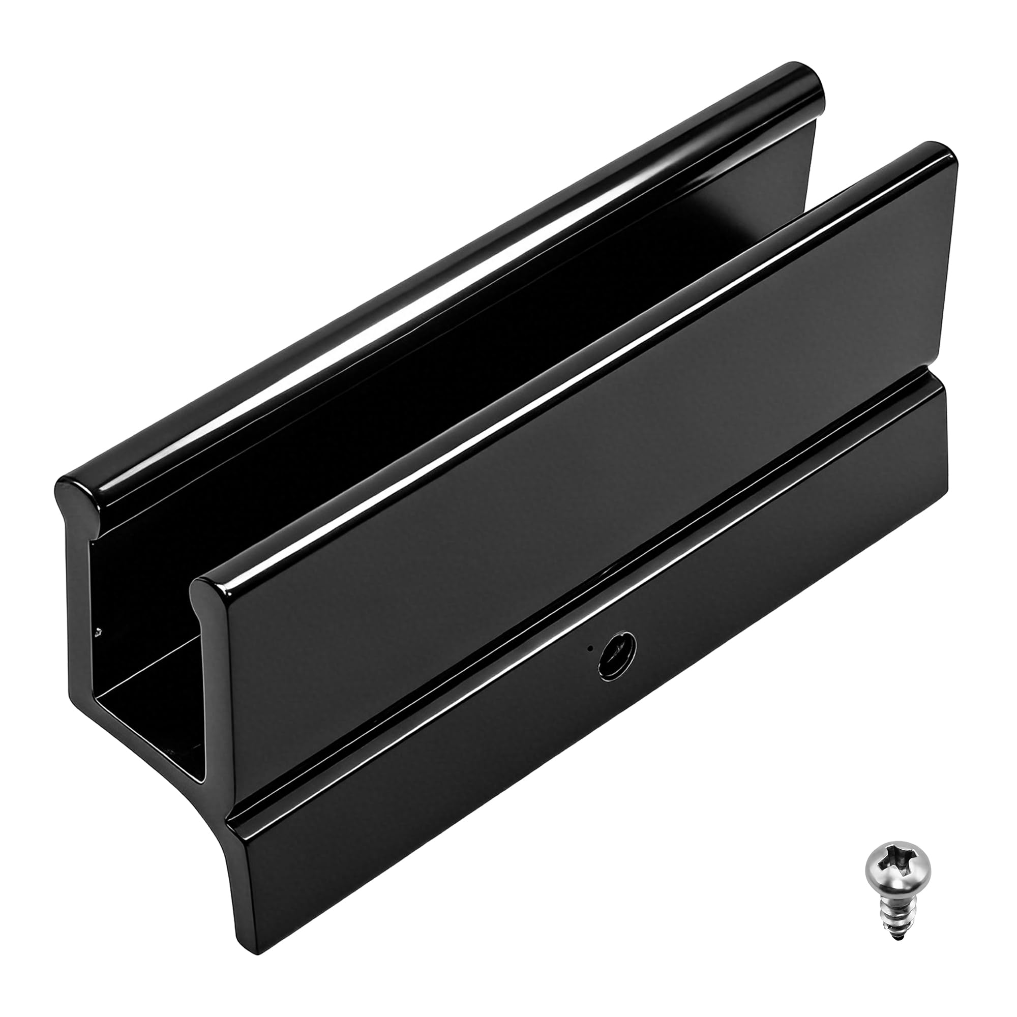 Prowadnica podłogowa do drzwi przesuwnych 1,27 x 7,6 cm, do szklanych drzwi przesuwnych, prowadnica podłogowa, zamiennik, czarna szyna z tworzywa sztucznego ze śrubami, 2 sztuki