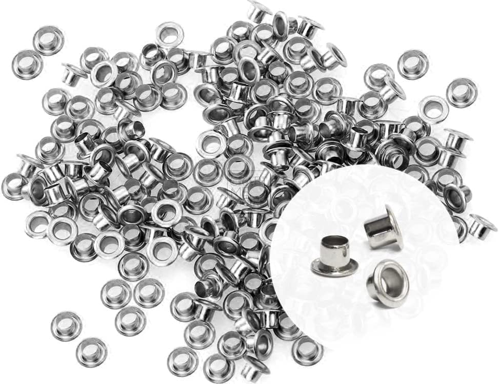 Silver Metal Eyelet for Grommet Hole Rivets (Silver, 200 Piece) Sets Round Eyelets Grommets for Belts Cloths and Other Craft-picture-12