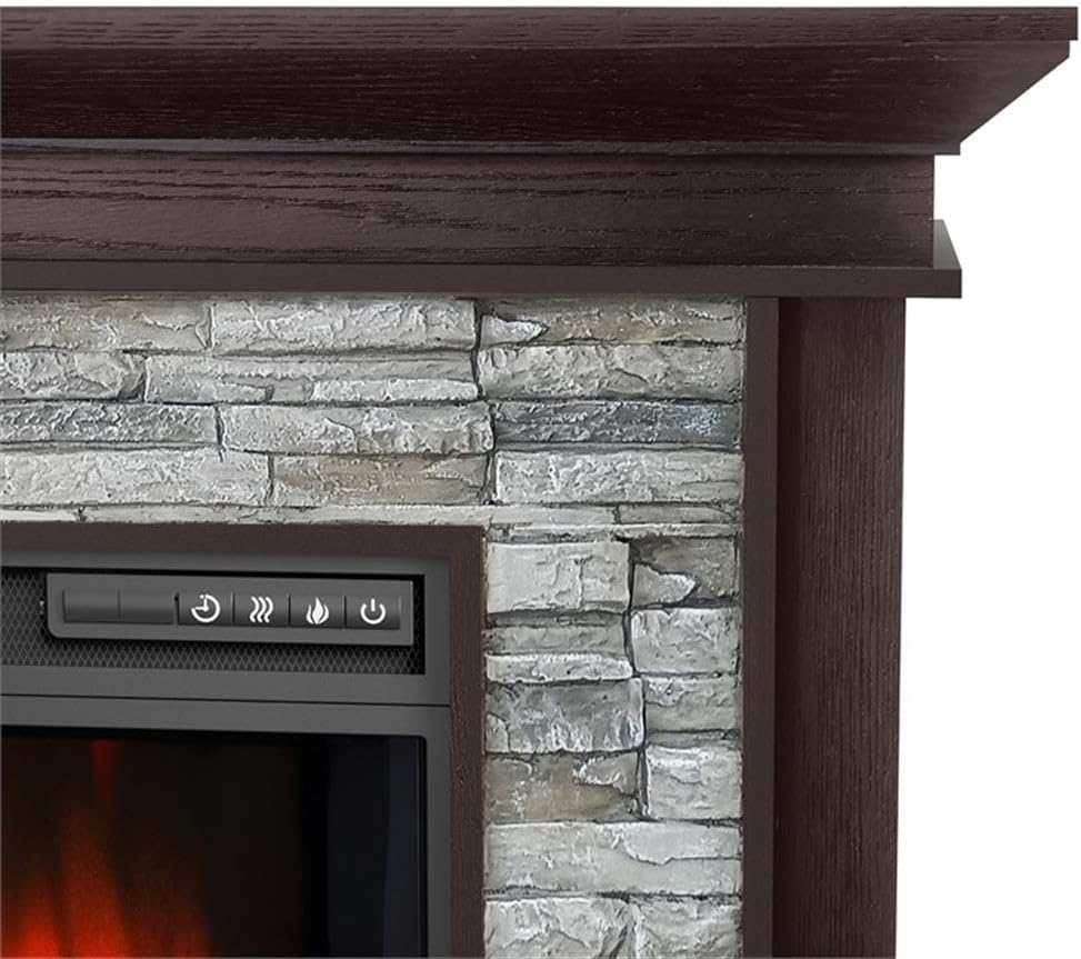 Pemberly Row 50" Freestanding Electric Fireplace Fully Assembled in Dark Brown