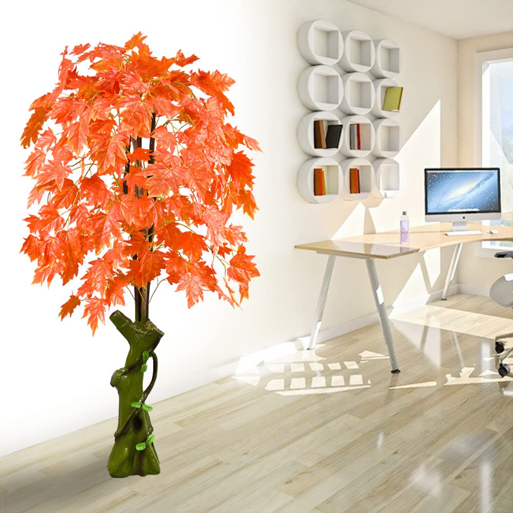 Erable Plante Arbre Artificielle Artificiel Plastique 180cm Domaine Interne Feuilles Rouges Decovego