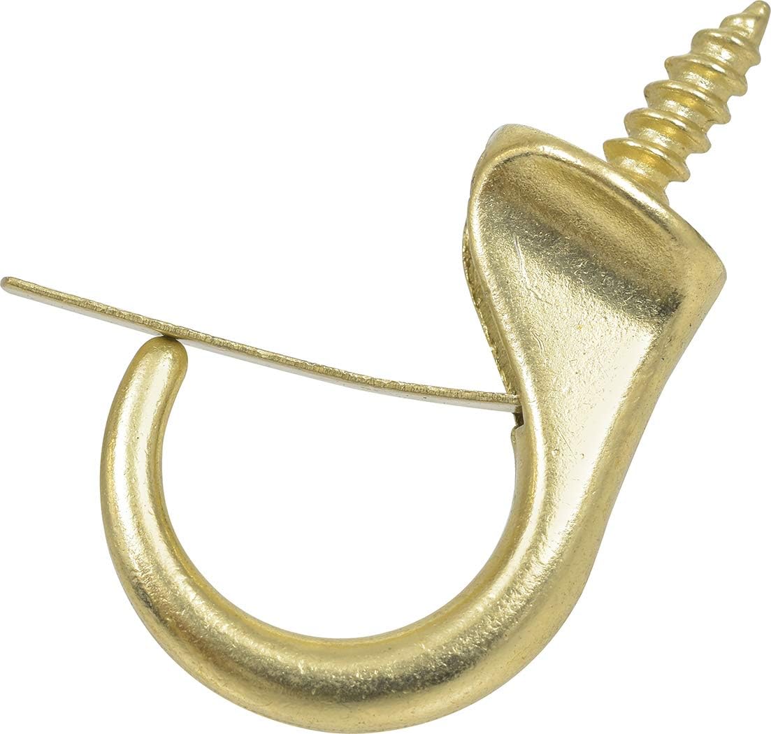 Hillman Hardware Essentials Brass Safety Cup Hook 7/8 Inch" 2 Pack 851856
