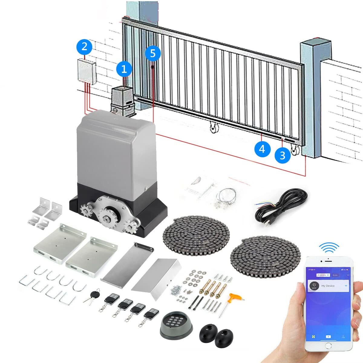 Automatic Sliding Gate Opener APP Control Electric Slide Gate Motor