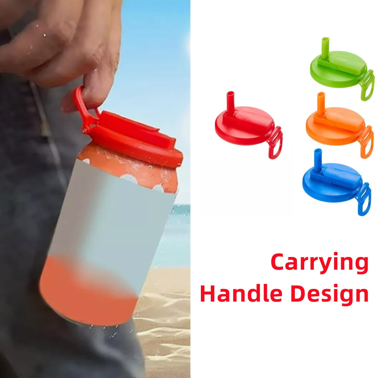 Couvercle Canette Silicone 4 Couvercles De Canettes Silicone Avec Paille - Anti-fuite Réutilisables Couvercle Canette Soda