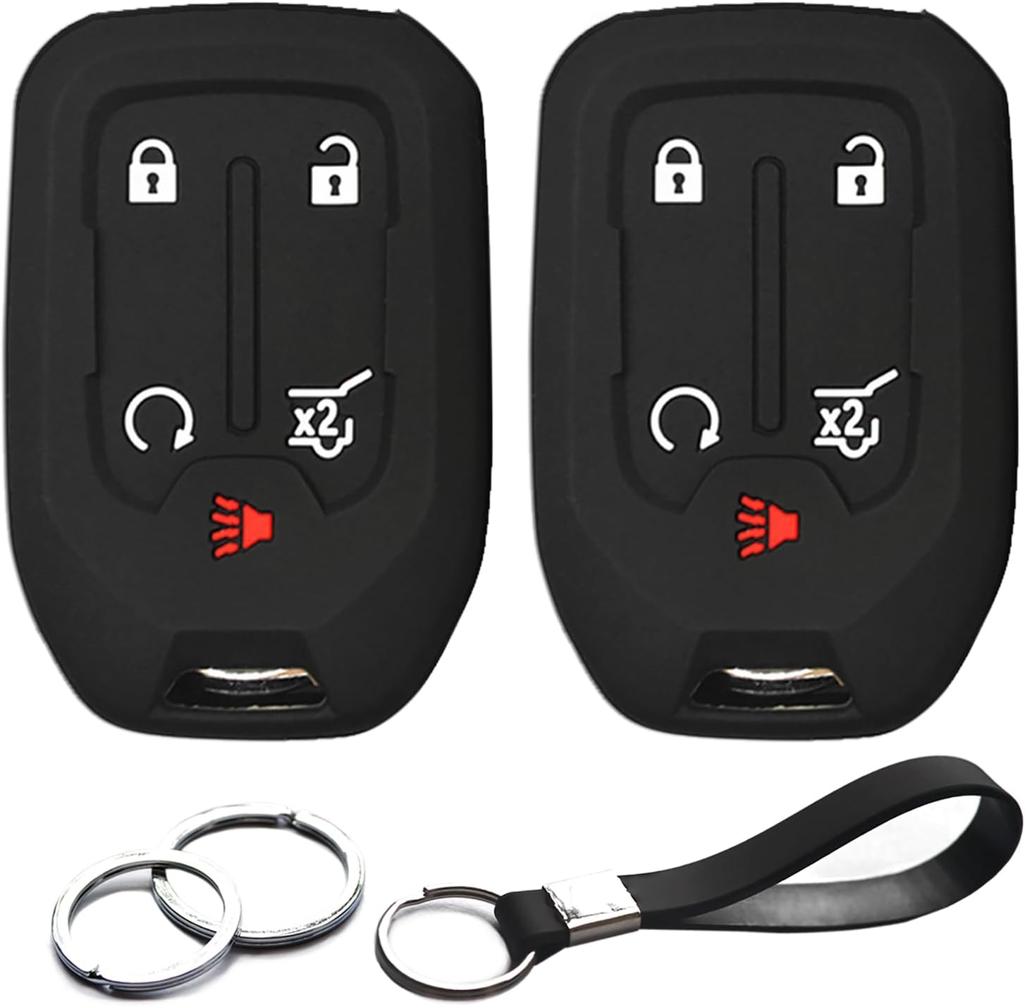 2pcs Compatible with GMC Terrain Acadia Smart 5 Buttons Black Silicone Case Cover Protector Keyless Remote Holder for 2019 2018 GMC Terrain, 2018 2017 GMC Acadia HYQ1AA