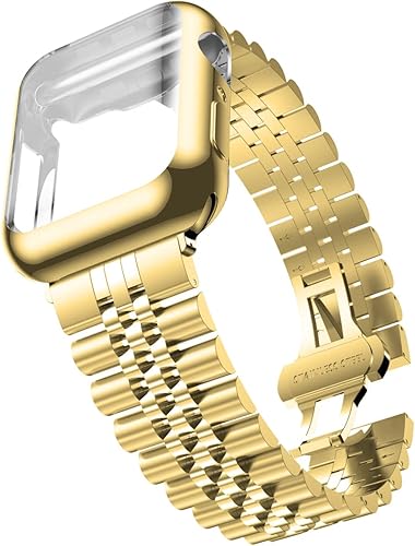 Miniatura 2 de baozai Correa de metal con funda compatible con Apple Watch de 3840411.654 in Series 344451.654 in Series 101.811 in, funda protectora de pantalla