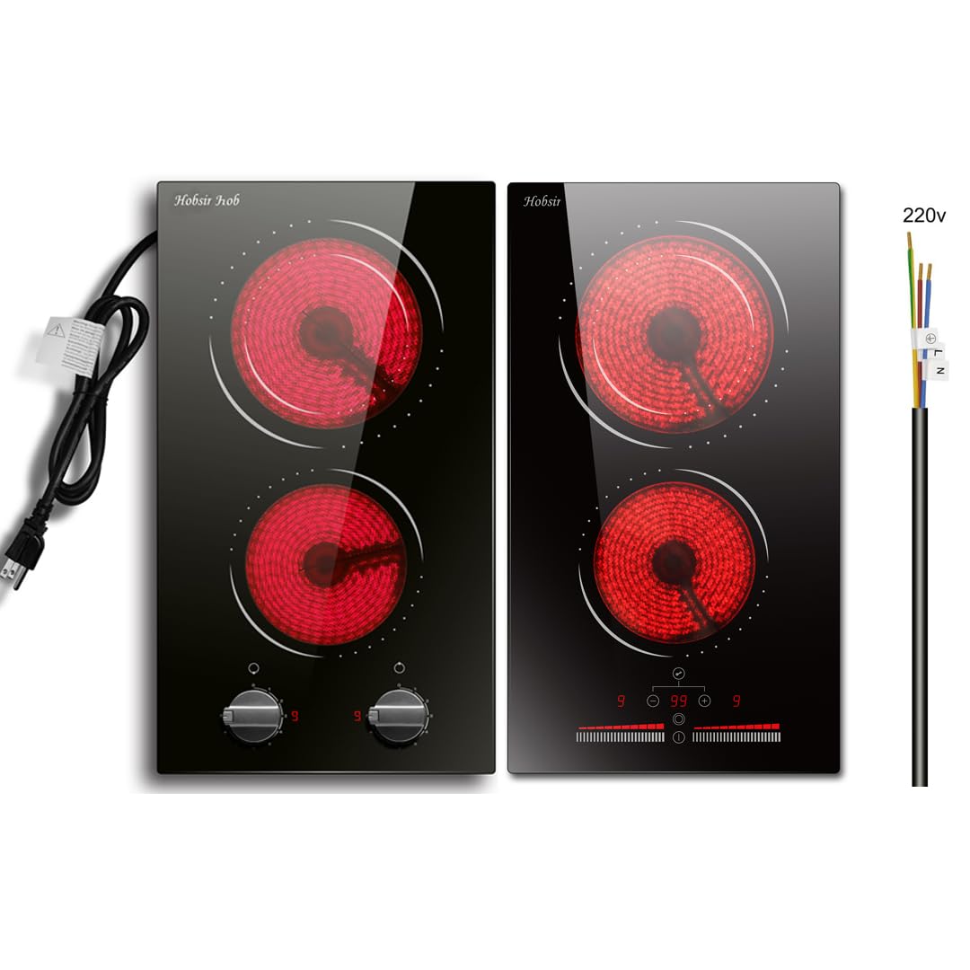 Hobsir hob2 Burner Electric Cooktop 110V with Sliding Touch Control 2 Burners Electric Cooktop 220V